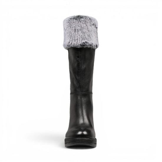 Windsorsmith Damen-Schwarze Leder-Fellstiefel mit hohem Absatz für Damen bis zur Mitte der Wade – Lovestruck - Image 4