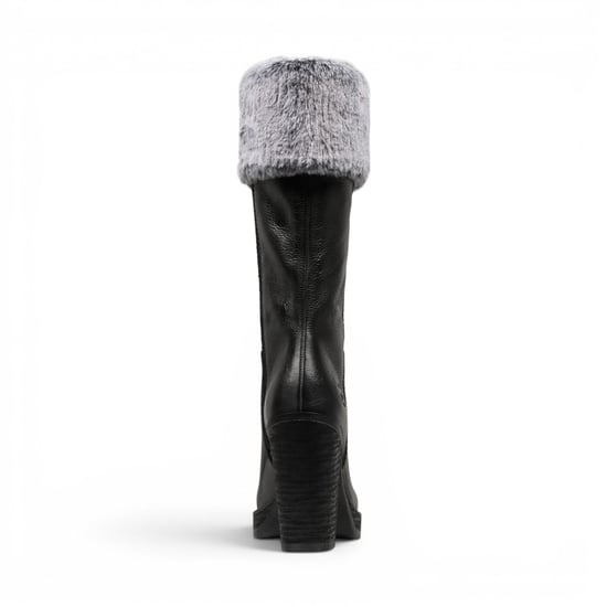 Windsorsmith Damen-Schwarze Leder-Fellstiefel mit hohem Absatz für Damen bis zur Mitte der Wade – Lovestruck - Image 5