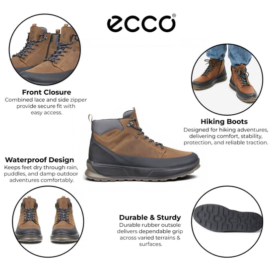 Ecco Herren Wasserdichte schwarze beige Leder-Wanderschuhe für den Garten – Byway 2.0 - Image 2