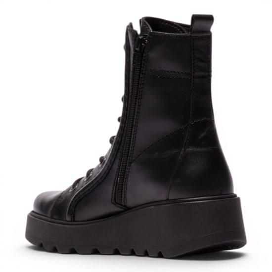 Fly London Damen Schwarze Leder-Schnürstiefel mit Keilabsatz – TERY554 - Image 4