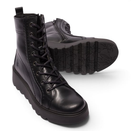 Fly London Damen Schwarze Leder-Schnürstiefel mit Keilabsatz – TERY554 - Image 5