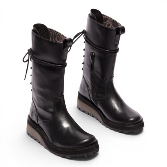 Fly London Damen-Schwarze Lederstiefel bis zur Mitte der Wade – HEIG229 - Image 3