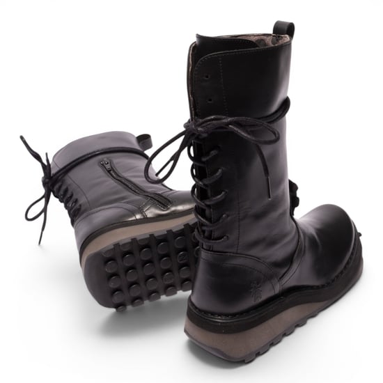Fly London Damen-Schwarze Lederstiefel bis zur Mitte der Wade – HEIG229 - Image 5