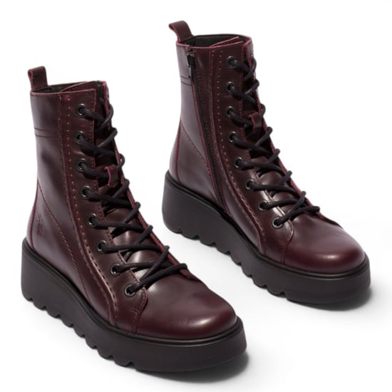 Fly London Womens Wine Leather Schnürstiefel mit Keilabsatz – TERY554 - Image 3