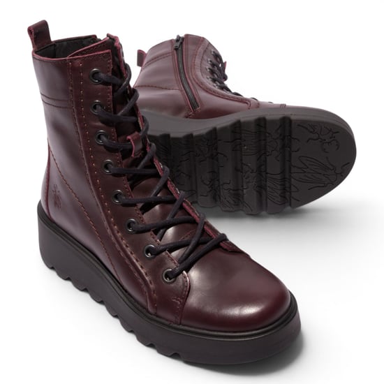 Fly London Womens Wine Leather Schnürstiefel mit Keilabsatz – TERY554 - Image 5