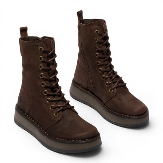 Fly London Womens Combat Brown Wildleder-Schnürstiefel – RAMI043 - Image 3