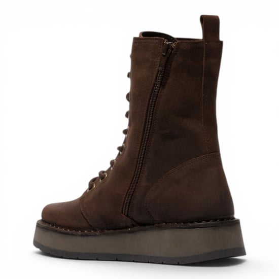 Fly London Womens Combat Brown Wildleder-Schnürstiefel – RAMI043 - Image 4