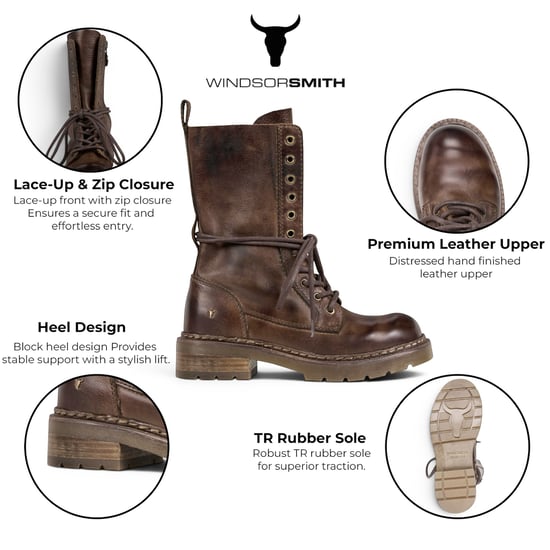 Windsorsmith Braune Leder-Schnürstiefel für Damen – Pause - Image 2
