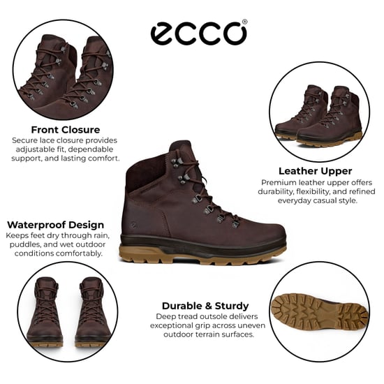 Ecco Herren braune Leder wasserdichte Schnürstiefel – Rugged Track 25 - Image 2