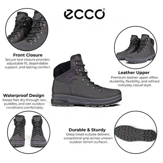 Ecco Herren Schwarze Leder-Wasserdichte Schnürstiefel – Rugged Track 25 - Image 2
