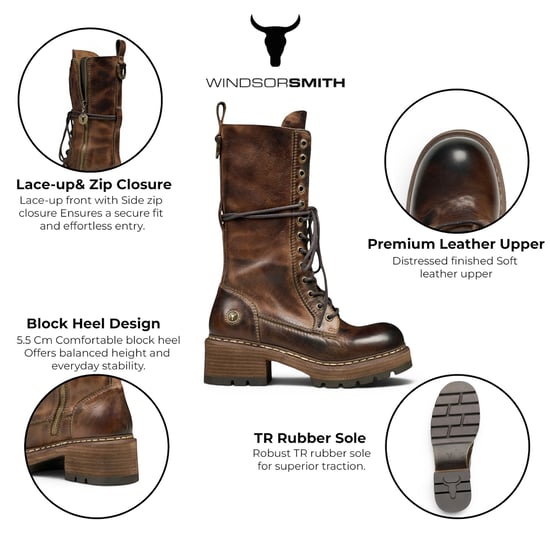 Windsorsmith Braune Leder-Schnürstiefel für Damen – Roam - Image 2