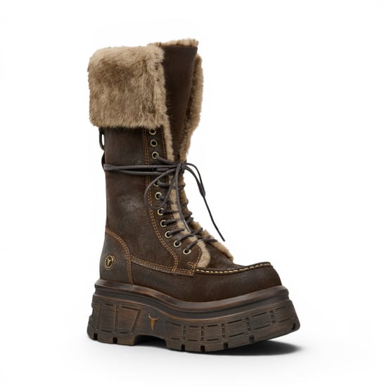 Windsorsmith Damen-Braune Wildleder-Plattform-Kampfpelzstiefel – Saintly - Image 3
