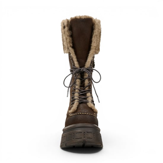 Windsorsmith Damen-Braune Wildleder-Plattform-Kampfpelzstiefel – Saintly - Image 4