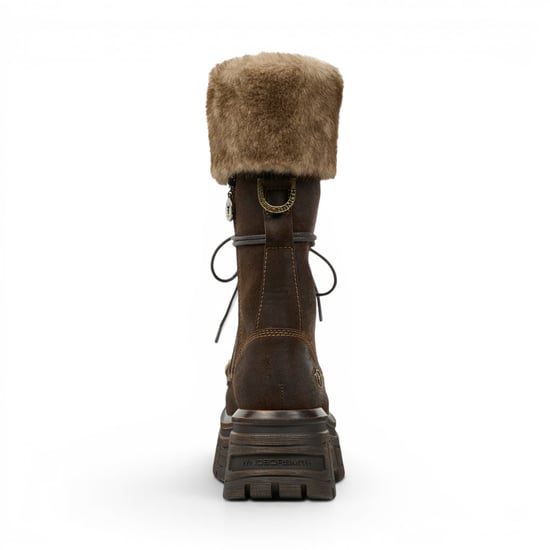 Windsorsmith Damen-Braune Wildleder-Plattform-Kampfpelzstiefel – Saintly - Image 5