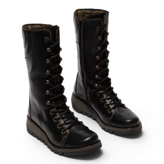 Fly London Women's Black Leather Strike-Up Combat Ankle Boots – STER768 - Image 3
