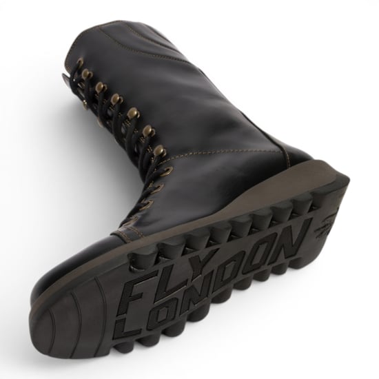 Fly London Women's Black Leather Strike-Up Combat Ankle Boots – STER768 - Image 5