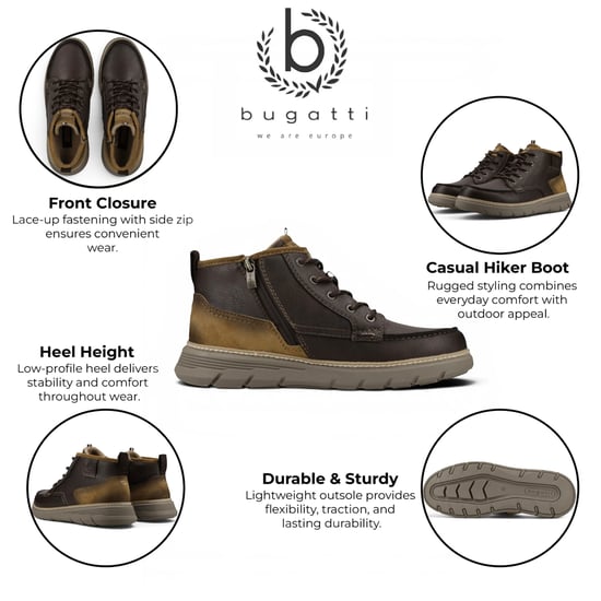 Bugatti Herrenleder-Braune Schnürstiefel für Freizeit – Pulau - Image 2