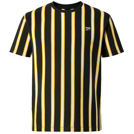 Puma Downtown Stripe Herren T-Shirt Schwarz/Gelb - Image 1