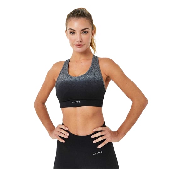 USA Pro - Sport-BH für Damen, Nahtlos (Schwarz/Grau) - Image 2