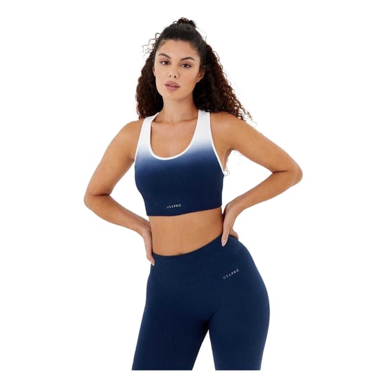 USA Pro - Sport-BH für Damen, Nahtlos (Marine/Weiß) - Image 2