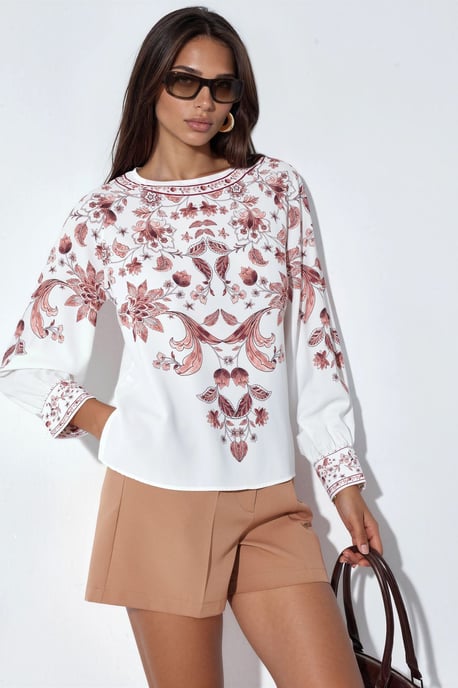 Blumenbestickte Kreppbluse - Image 1