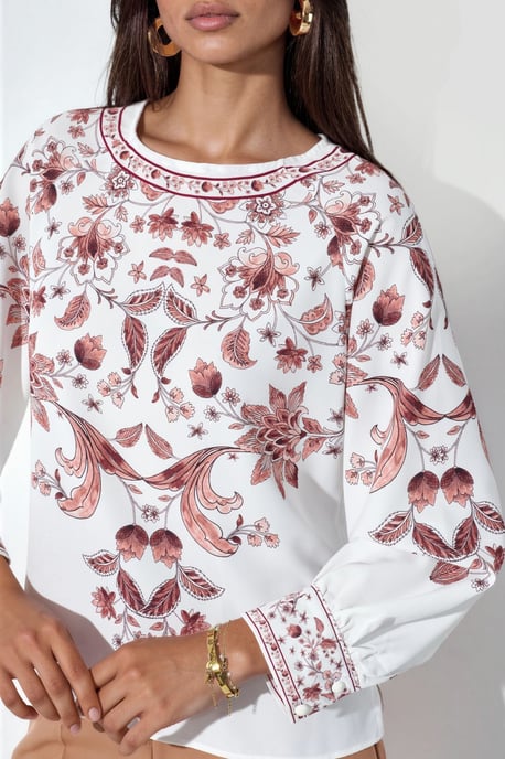 Blumenbestickte Kreppbluse - Image 5