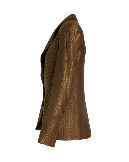 Saint Laurent Blazer mit Struktur und überschnittenen Schultern aus brauner Wolle und Seide - Image 2