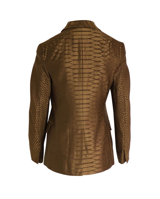 Saint Laurent Blazer mit Struktur und überschnittenen Schultern aus brauner Wolle und Seide - Image 3
