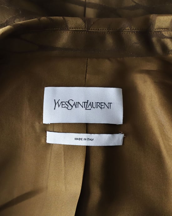 Saint Laurent Blazer mit Struktur und überschnittenen Schultern aus brauner Wolle und Seide - Image 4