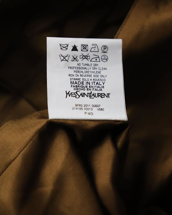 Saint Laurent Blazer mit Struktur und überschnittenen Schultern aus brauner Wolle und Seide - Image 5