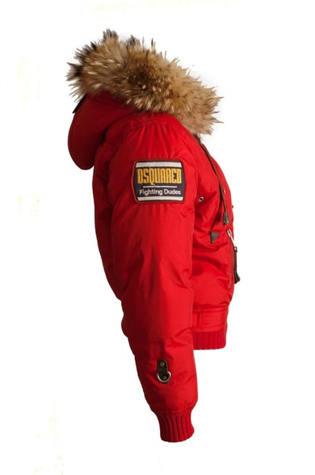 Dsquared2, roter Bomberparka mit Pelzkragen. - Image 2