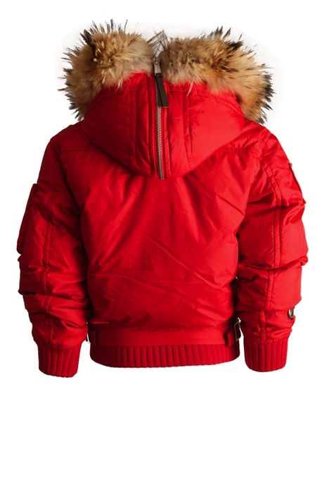 Dsquared2, roter Bomberparka mit Pelzkragen. - Image 3