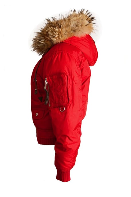 Dsquared2, roter Bomberparka mit Pelzkragen. - Image 4