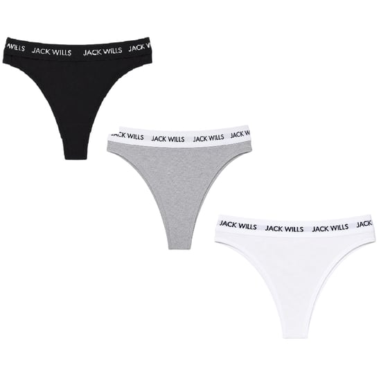 Jack Wills - "Deptford" Thong für Damen (3er-Pack) (Weiß/Grau/Schwarz) - Image 1