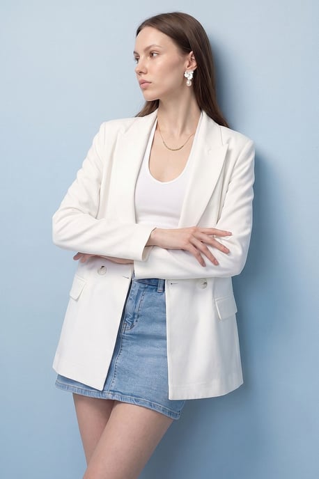 Langer Satin-Blazer mit Schalkragen - Image 1