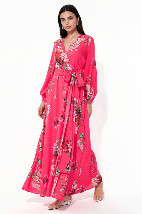 Blumengemustertes Midi-Wickelkleid - Image 1