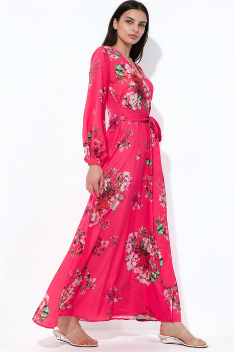 Blumengemustertes Midi-Wickelkleid - Image 2