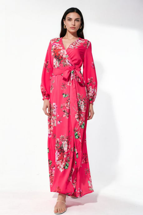 Blumengemustertes Midi-Wickelkleid - Image 5