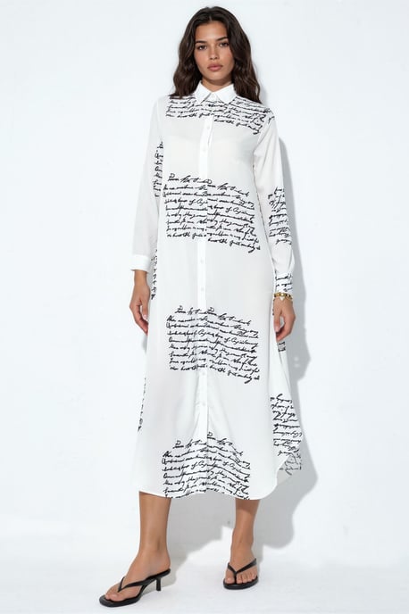 Textdruck Maxi Shirtkleid - Image 1