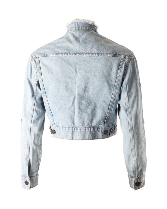 Sandro Paris Liverpool Jeansjacke mit Verzierungen in Blau - Image 3