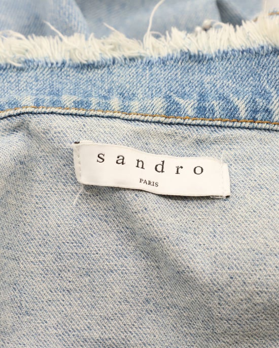 Sandro Paris Liverpool Jeansjacke mit Verzierungen in Blau - Image 4