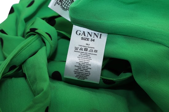 Ganni Zartes Polka-Dot-Kleid aus grüner Viskose - Image 3
