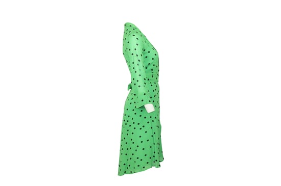 Ganni Zartes Polka-Dot-Kleid aus grüner Viskose - Image 4