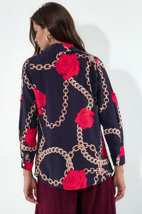 Blumen-Crepe-Shirt mit Knopfleiste - Image 2