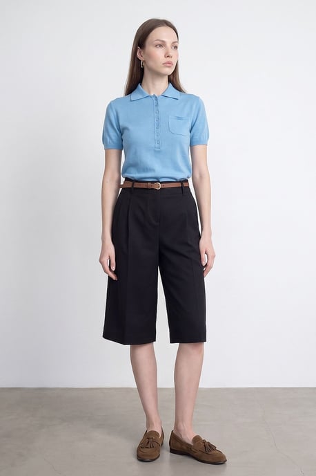 Hochtaillierte Gürtelschlussweite Shorts mit weitem Bein - Image 4