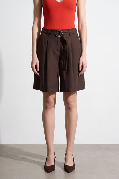 Damen Hochtaillierte Gürtelweite Shorts mit weitem Bein - Image 4
