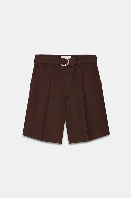 Damen Hochtaillierte Gürtelweite Shorts mit weitem Bein - Image 6