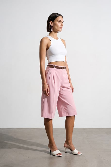 Hochtaillierte Gürtelweite, trendige Shorts mit weitem Bein - Image 4