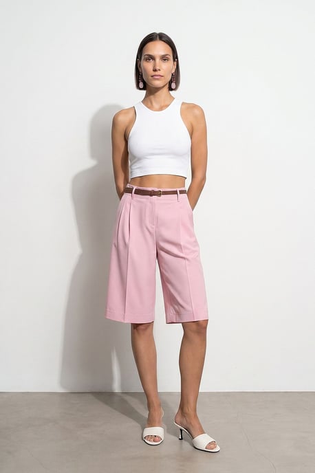 Hochtaillierte Gürtelweite, trendige Shorts mit weitem Bein - Image 5