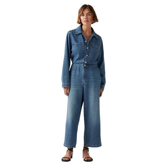 Levis - "Iconic" Jumpsuit für Damen, Mit Kragen, Denim, Weites Bein, Langärmlig (Leinen) - Image 3